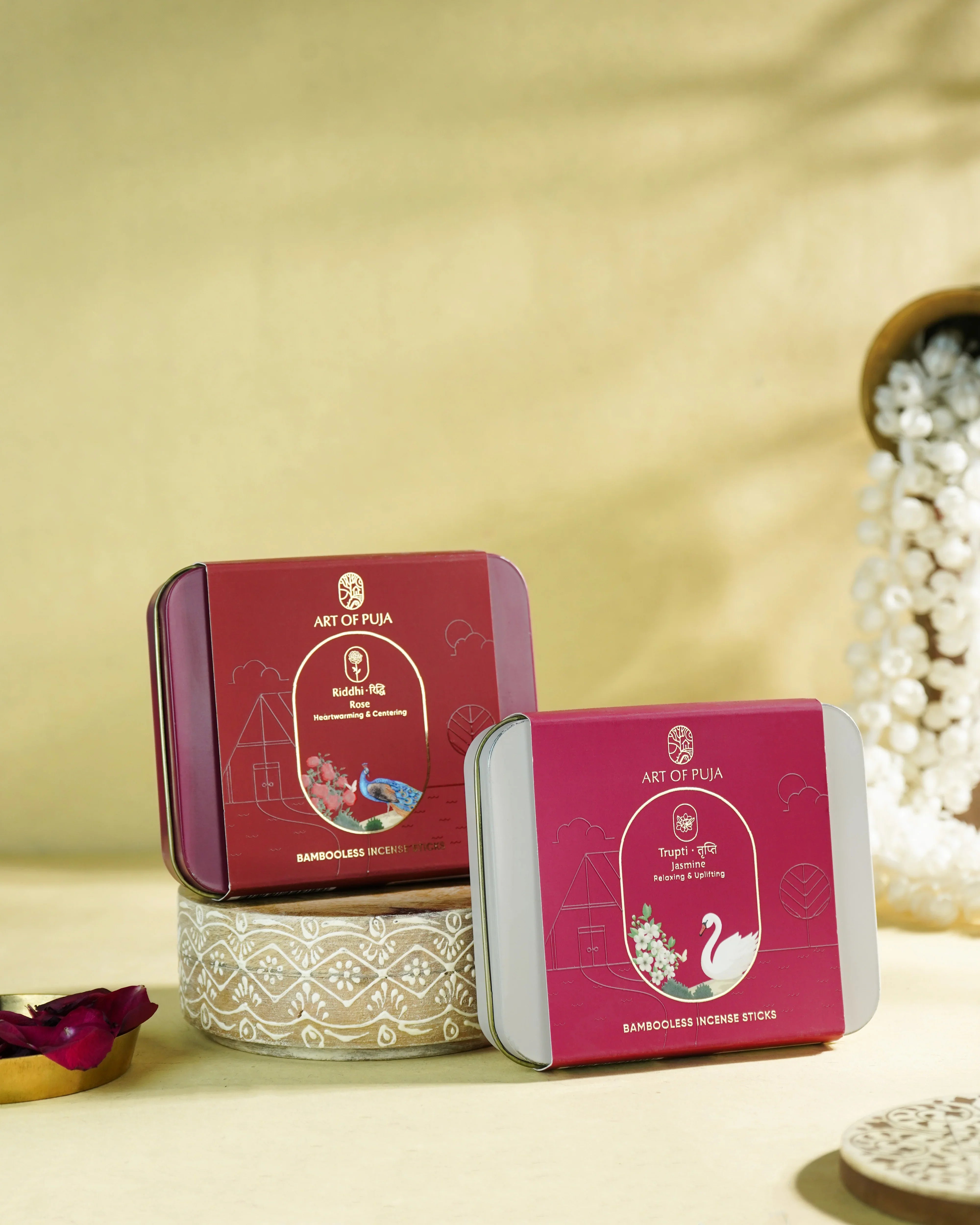 Kali Bambooless Incense Sticks (Combo Pack of 2) | Riddhi (Rose) & Trupti (Jasmine)