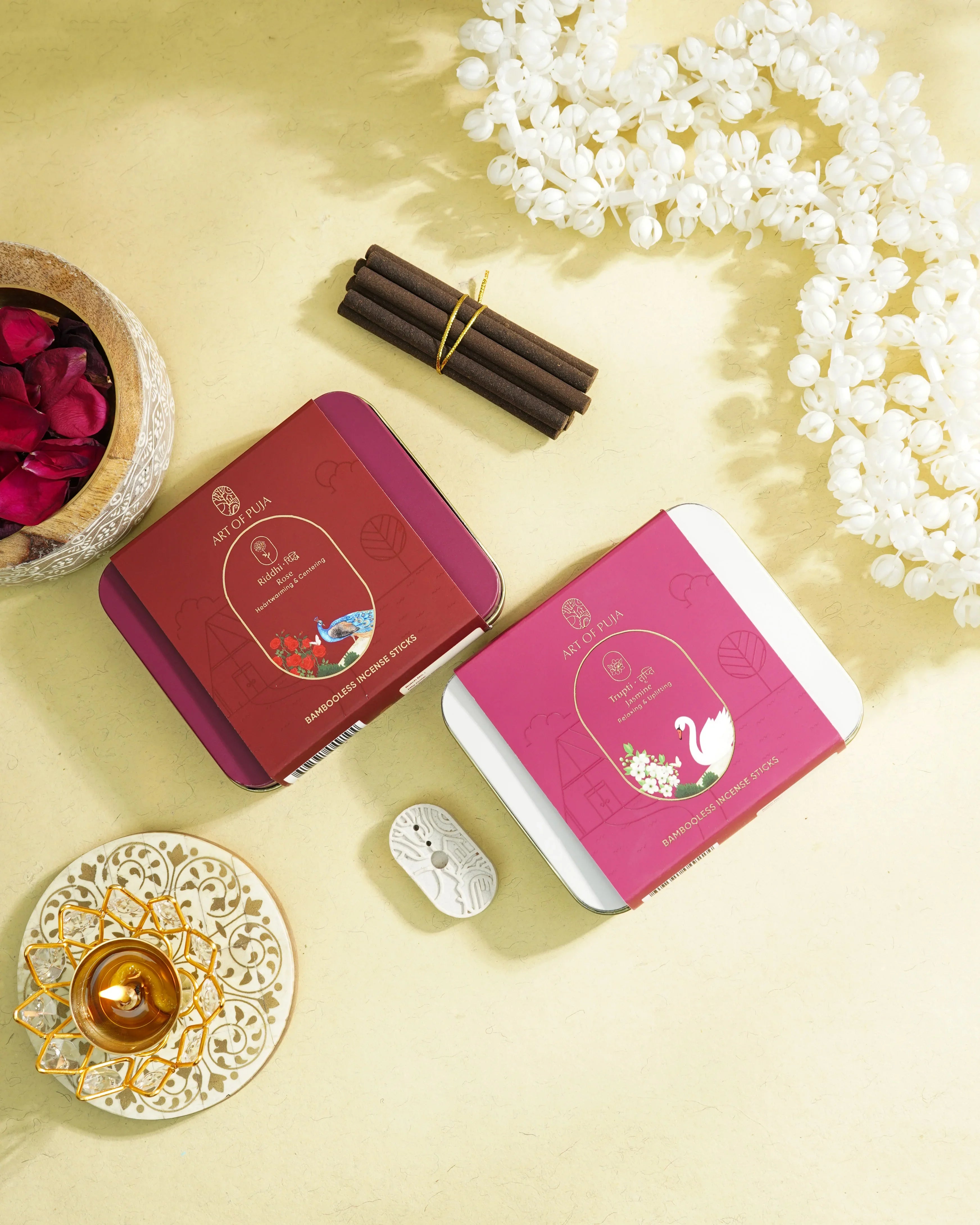 Kali Bambooless Incense Sticks (Combo Pack of 2) | Riddhi (Rose) & Trupti (Jasmine)