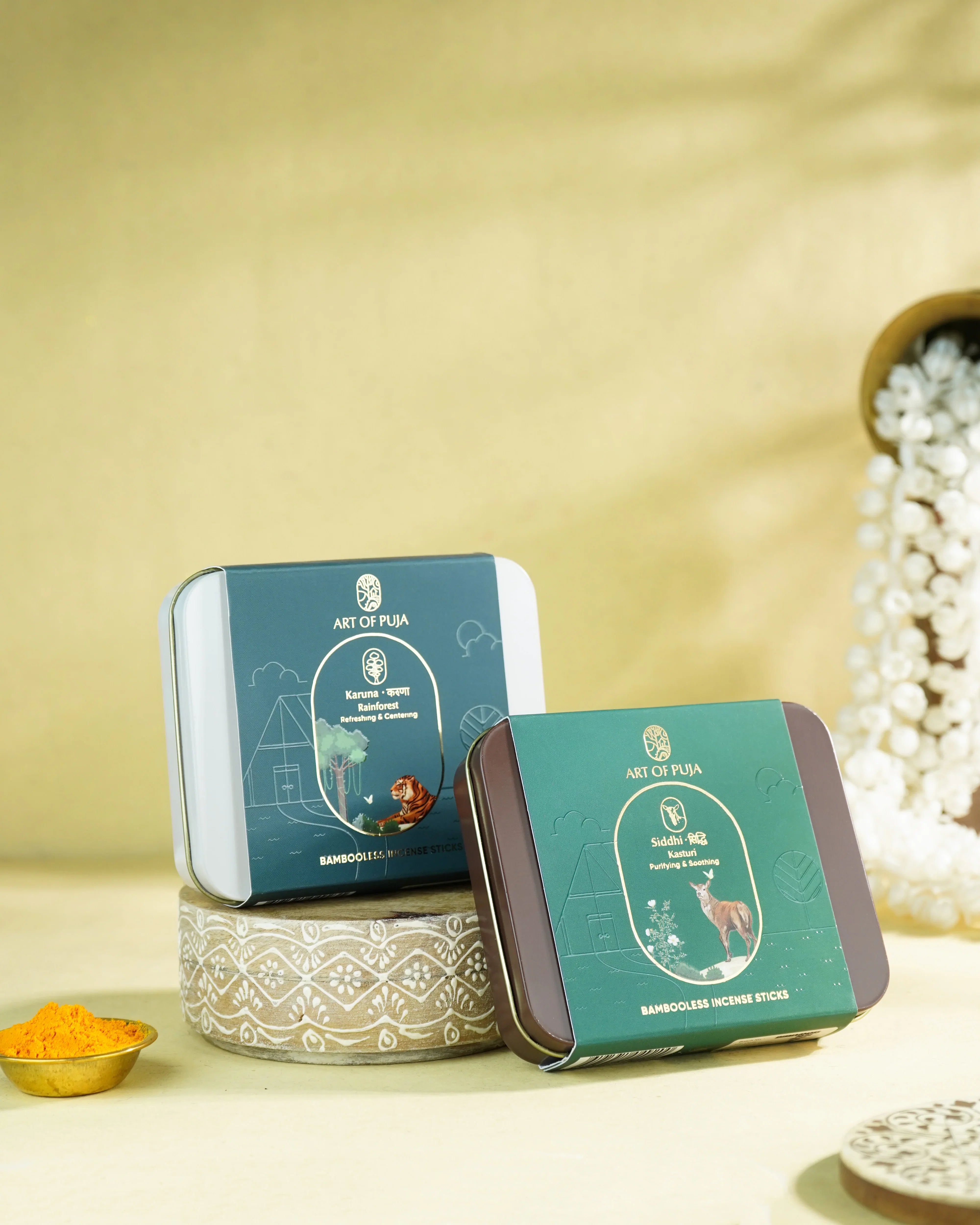Sundarbans Bambooless Incense Sticks (Combo Pack of 2) | Siddhi (Kasturi) & Karuna (Rainforest)