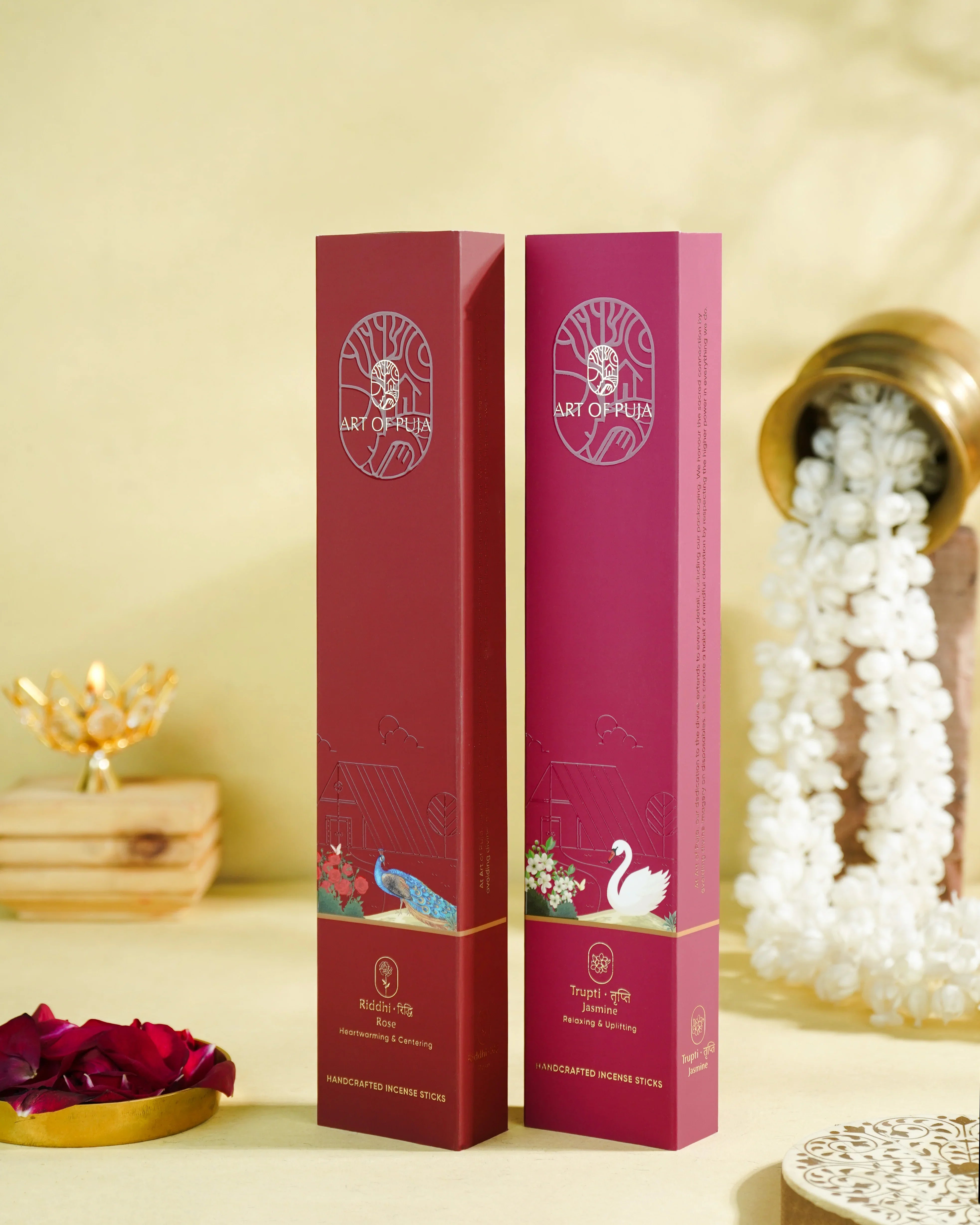 Kali Handcrafted Incense Sticks (Combo Pack of 2) | Riddhi (Rose) & Trupti (Jasmine)