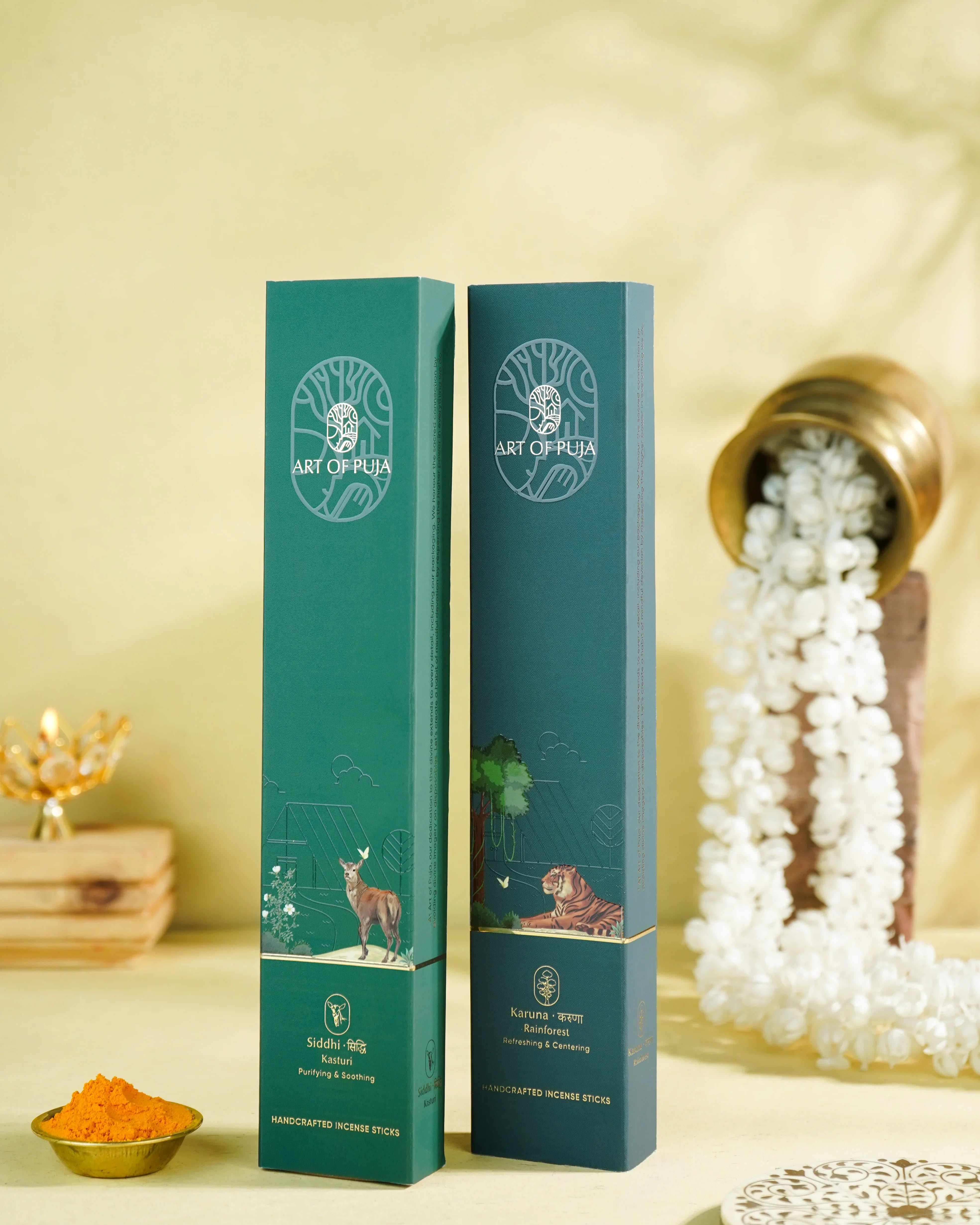 Sundarbans Handcrafted Incense Sticks (Combo Pack of 2) | Siddhi (Kasturi) & Karuna (Rainforest)
