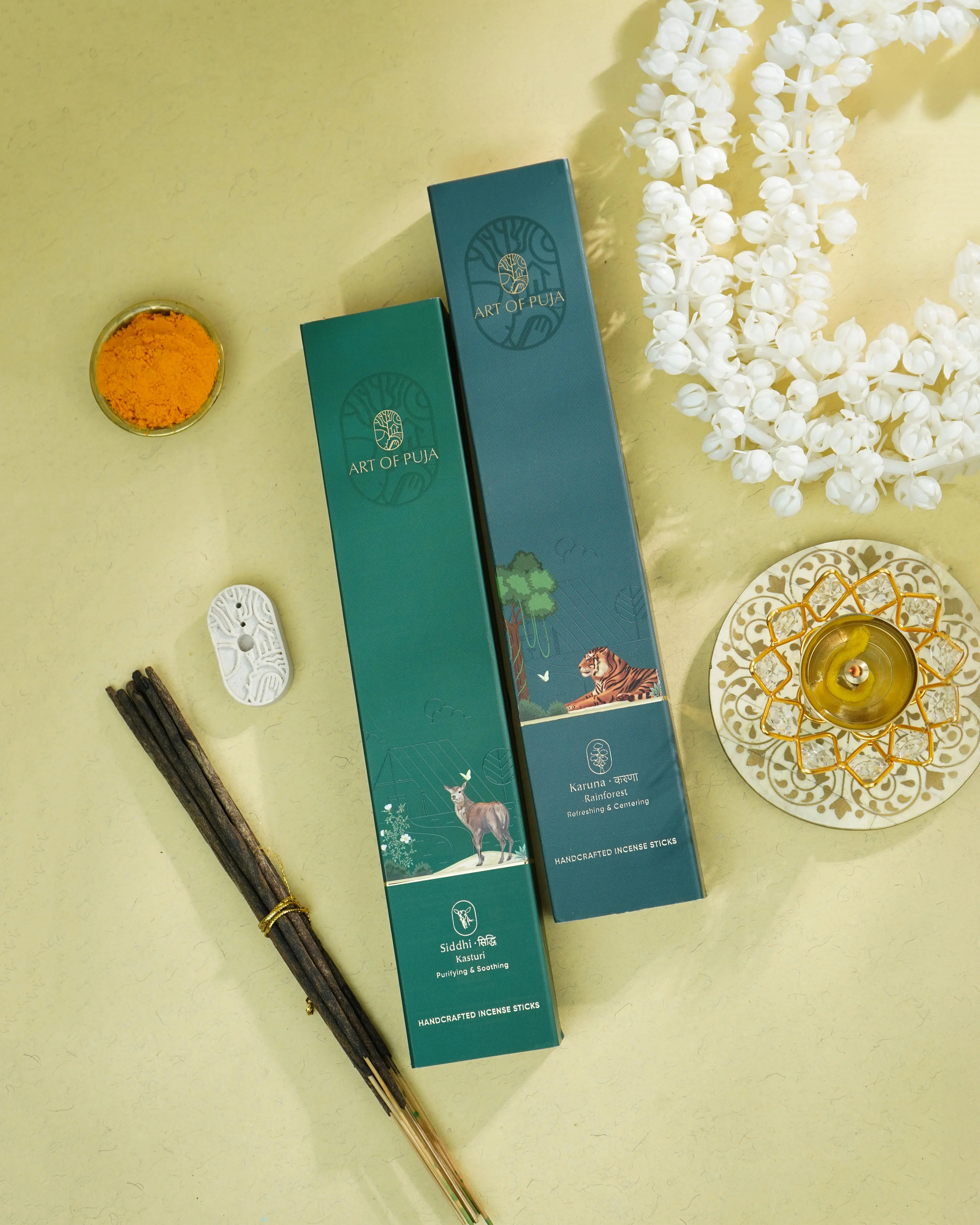 Sundarbans Handcrafted Incense Sticks (Combo Pack of 2) | Siddhi (Kasturi) & Karuna (Rainforest)