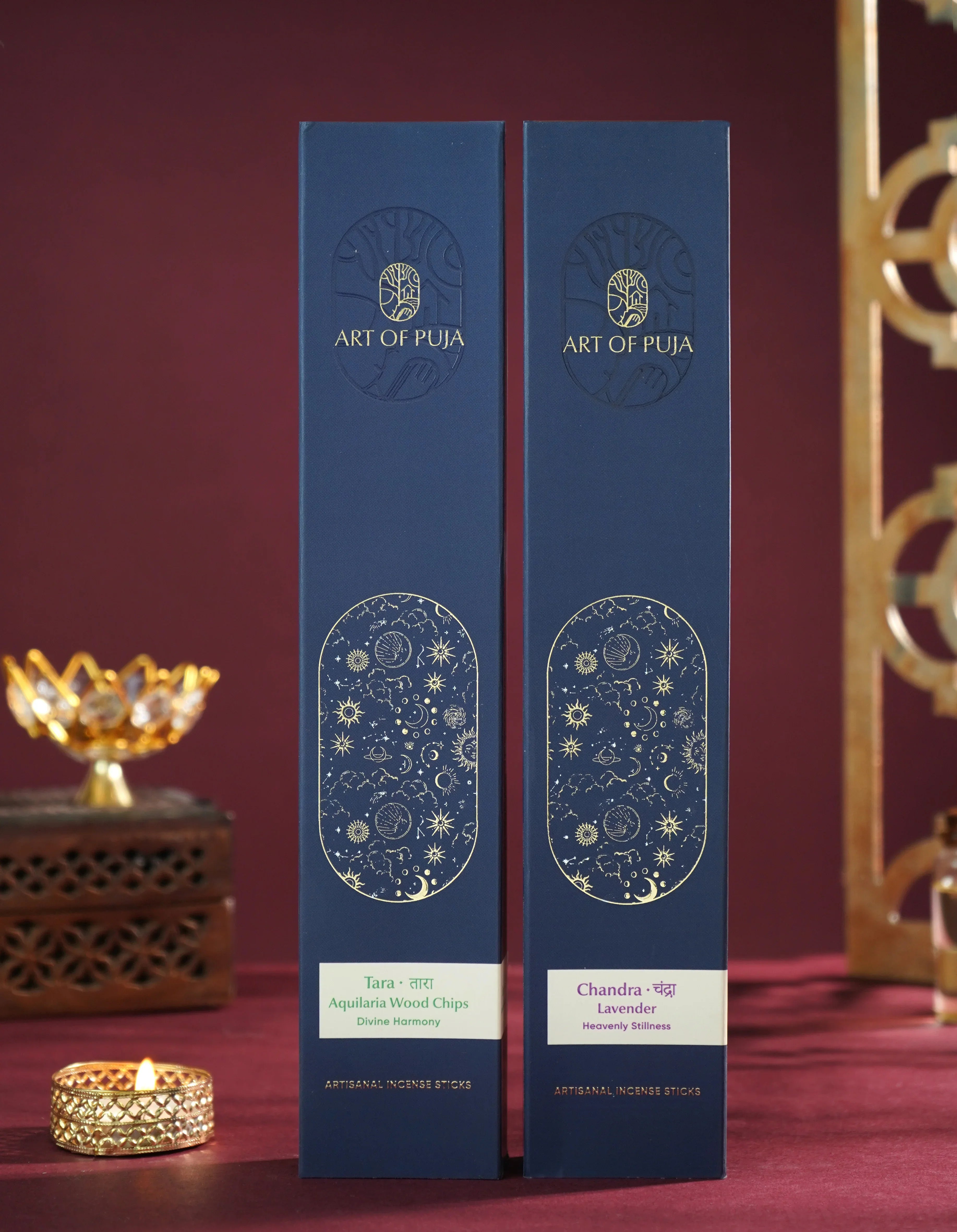 Saanjh Artisanal Incense Sticks (Combo Pack of 2) | Chandra (Lavender) & Tara (Aquilaria Wood Chips)