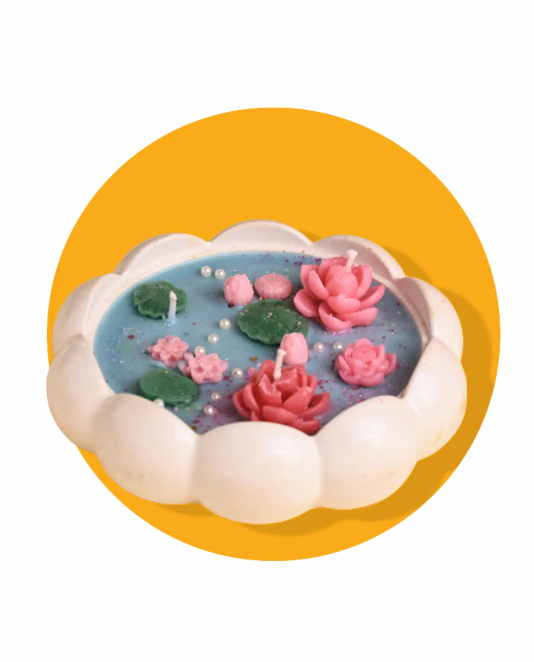 Kamal Sarovar Lotus Pond Candle – Handcrafted Floating Lotus Candle Bowl for Diwali, Puja & Home Decor (1 Pc)