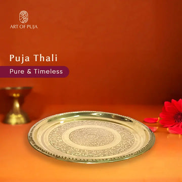 Pure Brass Puja Thali | Handcrafted Brass Aarti Thali for Pooja, Diya & Ritual Ceremonies