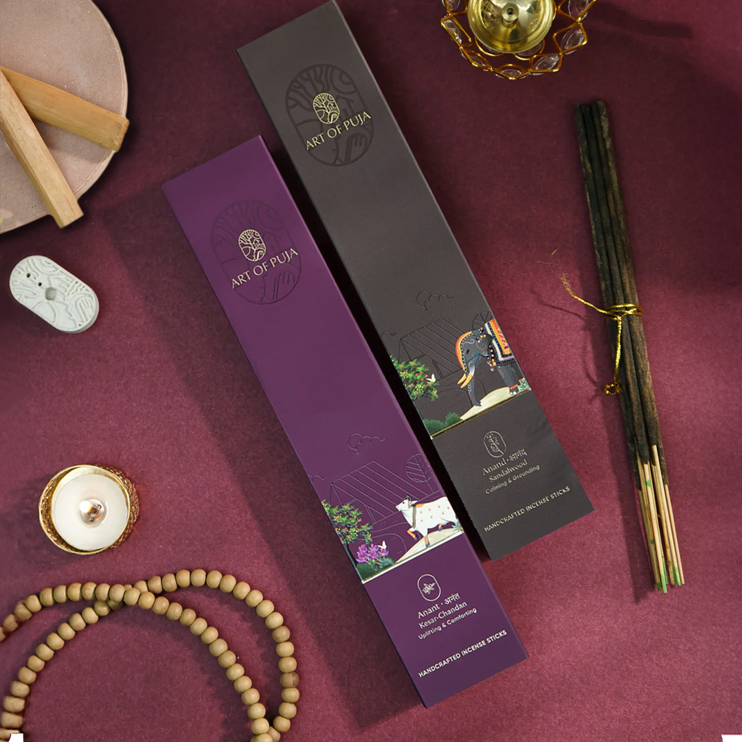 Sandali Handcrafted Incense Sticks (Combo Pack of 2) | Anand (Sandalwood) & Anant (Kesar Chandan)