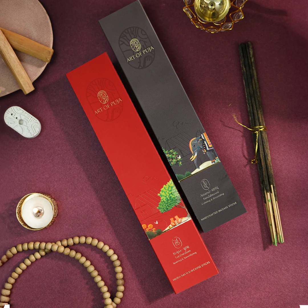 Pavitra Handcrafted Incense Sticks (Combo Pack of 2) | Anand (Sandalwood) & Kripa (Sai Darshan))