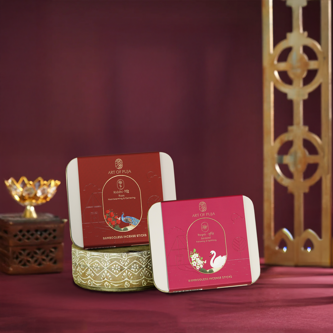 Kali Bambooless Incense Sticks (Combo Pack of 2) | Riddhi (Rose) & Trupti (Jasmine)