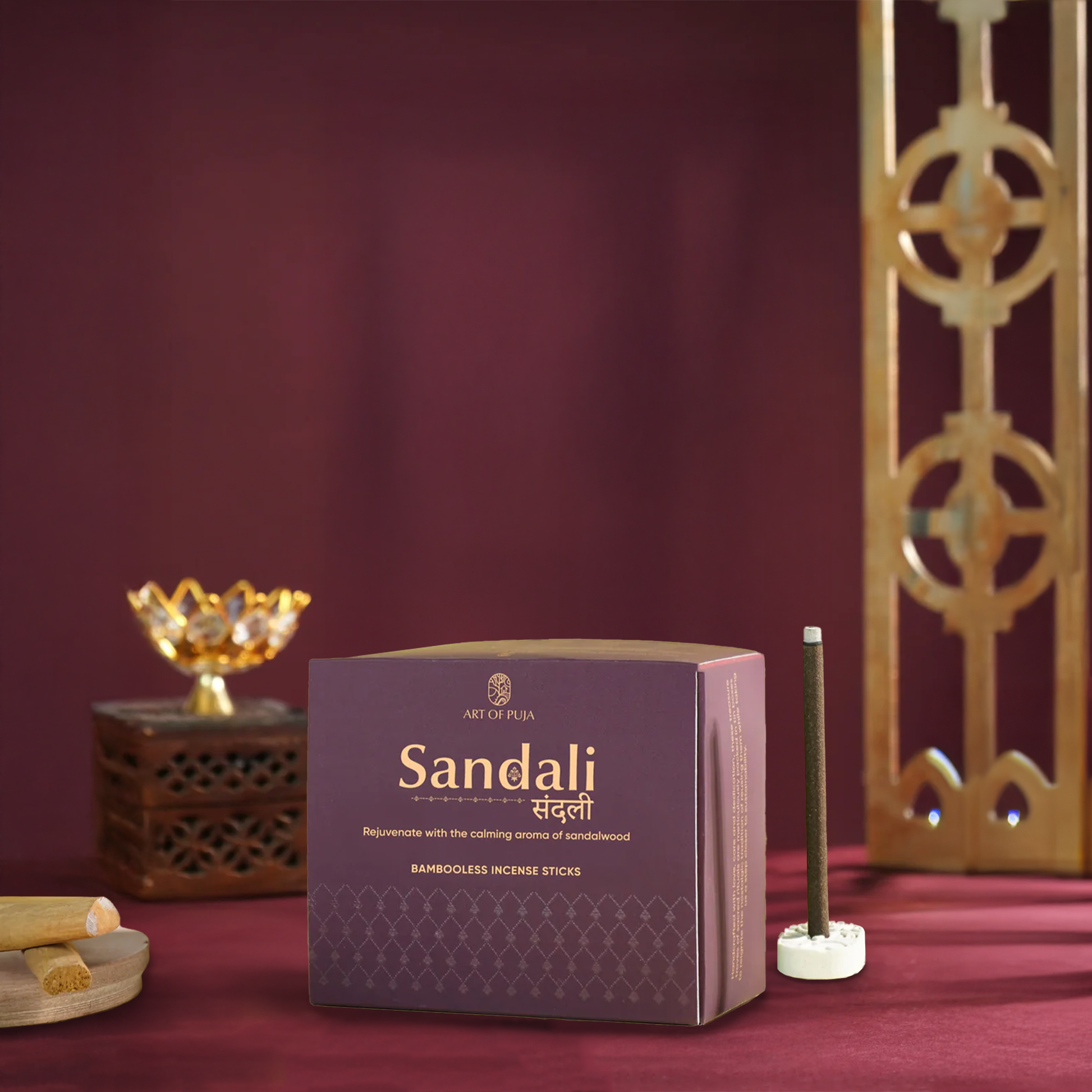 Sandali Bambooless Incense Sticks (Combo Pack of 2) | Anand (Sandalwood) & Anant (Kesar Chandan)