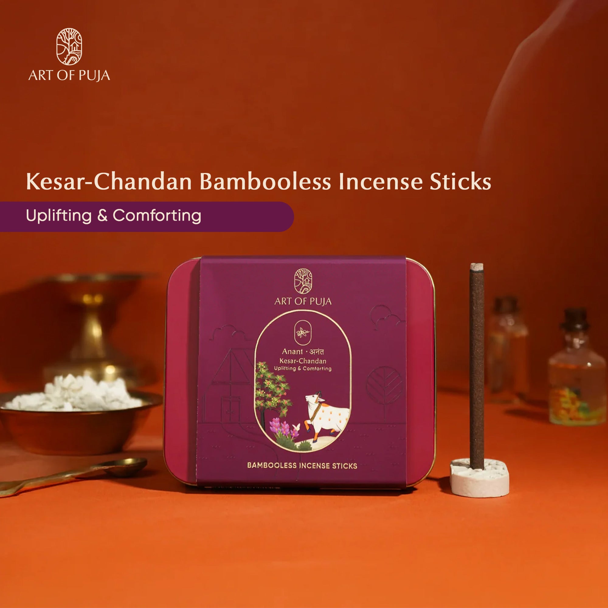Pack Of Chandan, Vibhuti, 2 Bambooles Insence, Ghee Wicks