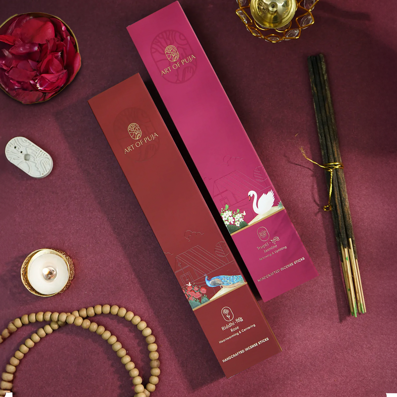 Kali Handcrafted Incense Sticks (Combo Pack of 2) | Riddhi (Rose) & Trupti (Jasmine)