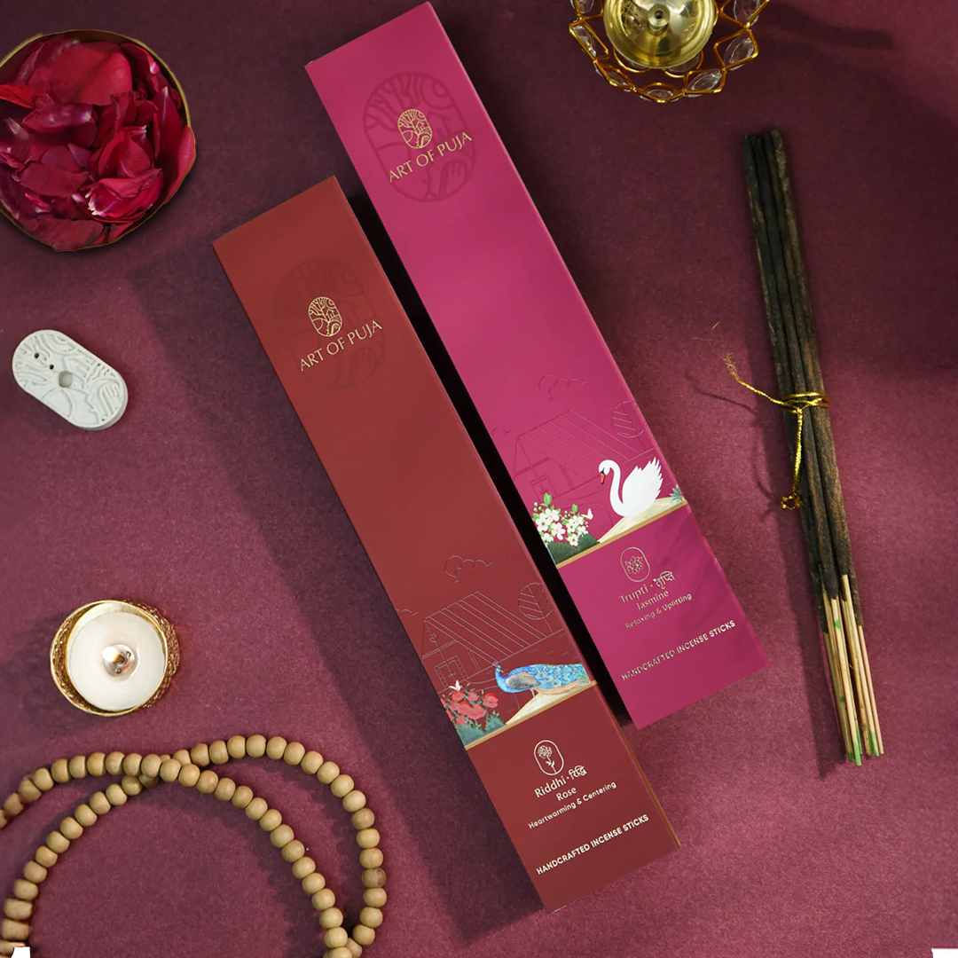 Kali Handcrafted Incense Sticks (Combo Pack of 2) | Riddhi (Rose) & Trupti (Jasmine)