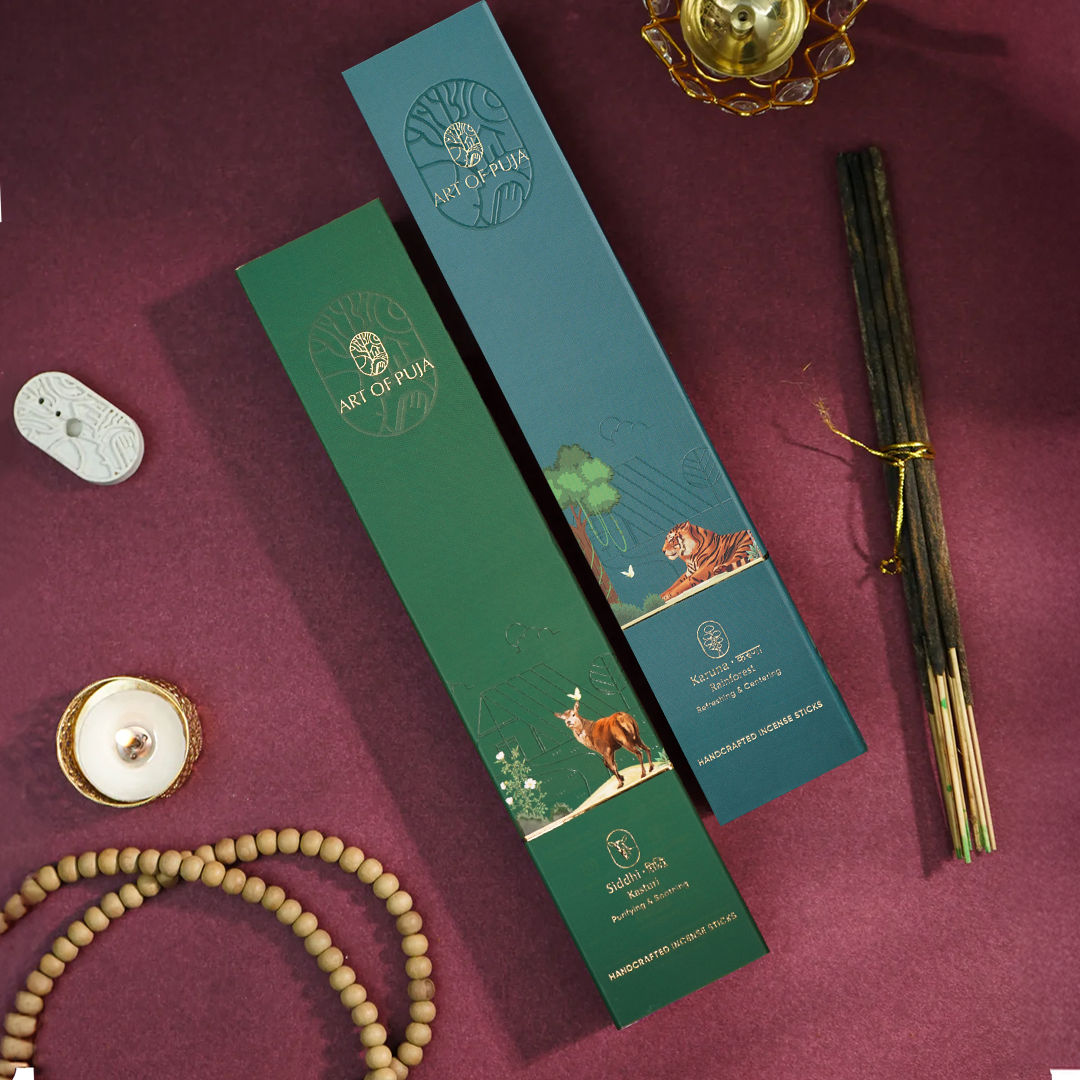 Sundarbans Handcrafted Incense Sticks (Combo Pack of 2) | Siddhi (Kasturi) & Karuna (Rainforest)