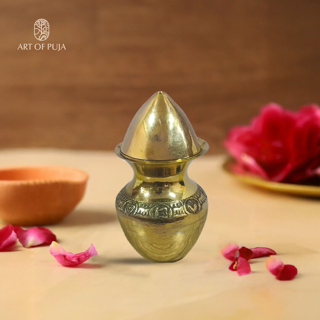 Mini Brass Kalash for Puja 3 inch | 100% Pure Brass Vaastu Kalash for Abhishek, Rituals & Gifting