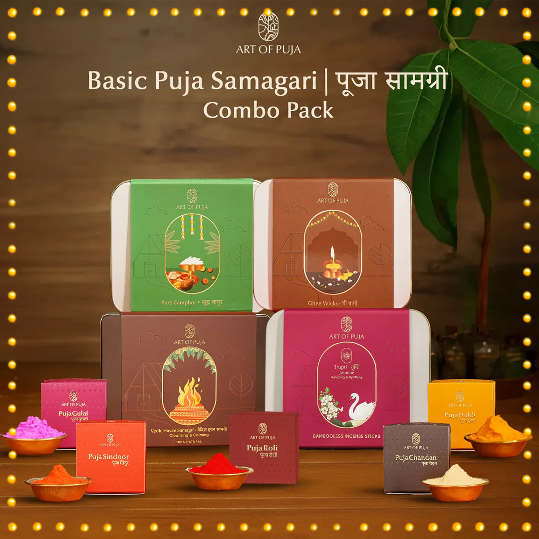 Basic Puja Samagri Combo Pack – Complete Daily Puja Essentials | Pure, Sacred & Aesthetic by Art of Puja