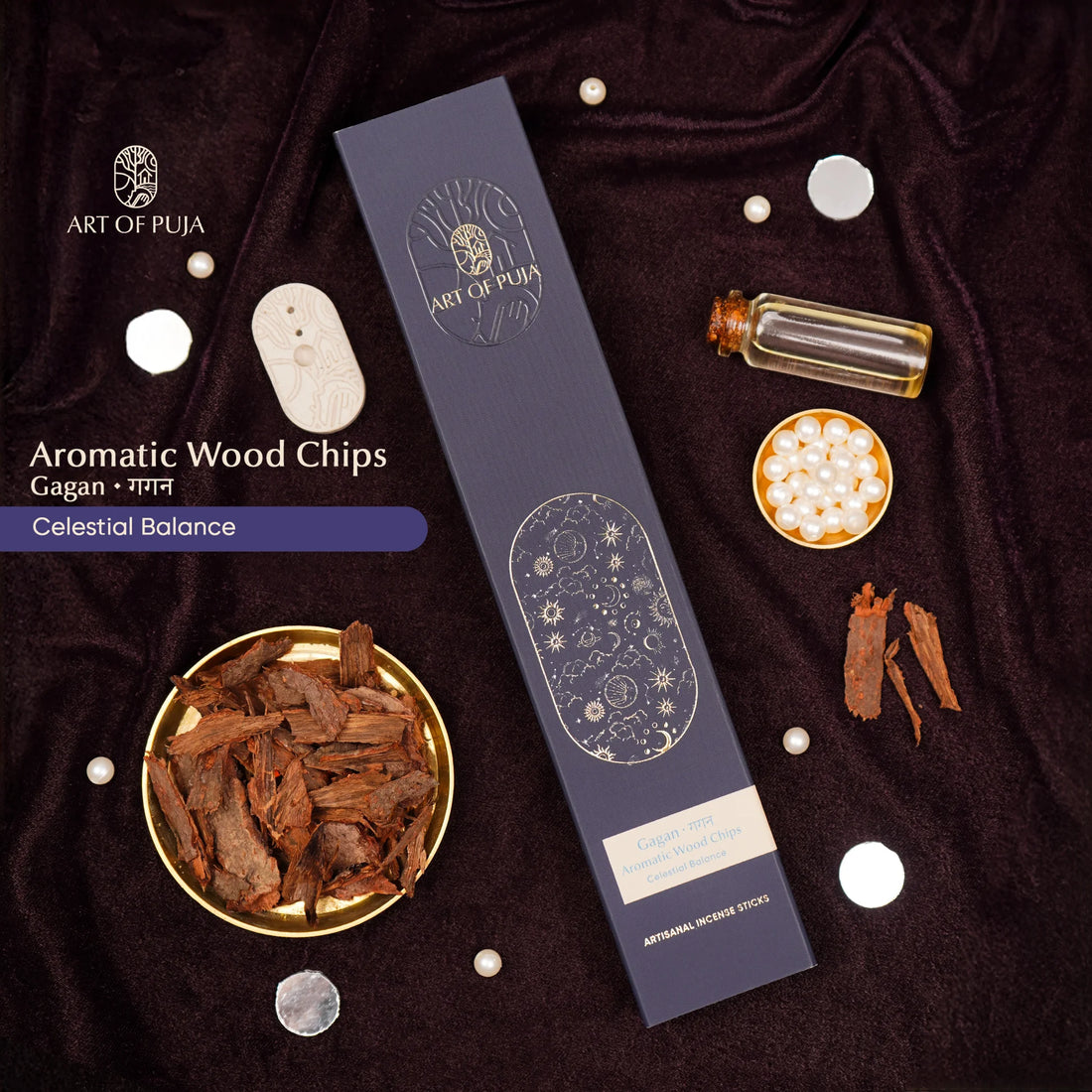 Aromatic Wood Chips Artisanal Incense Sticks  ( गगन )