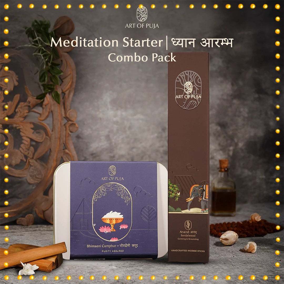 Meditation Starter Combo Pack – Begin Your Spiritual Journey with Sandalwood & Camphor | Calm, Purify & Awaken