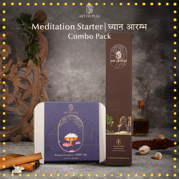 Meditation Starter Combo Pack – Begin Your Spiritual Journey with Sandalwood & Camphor | Calm, Purify & Awaken