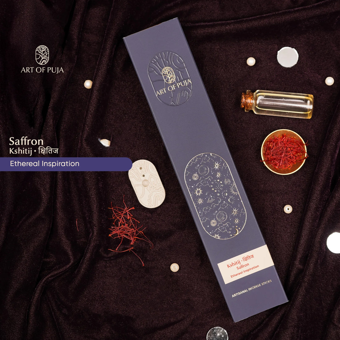 Saffron Artisanal Incense Sticks. Kshitij ( क्षितिज )