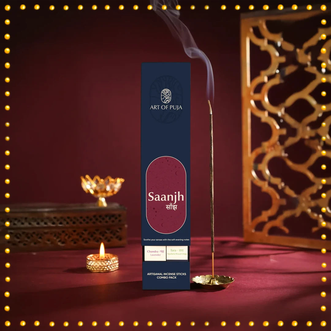 Saanjh Artisanal Incense Sticks (Combo Pack of 2) | Chandra (Lavender) & Tara (Aquilaria Wood Chips)