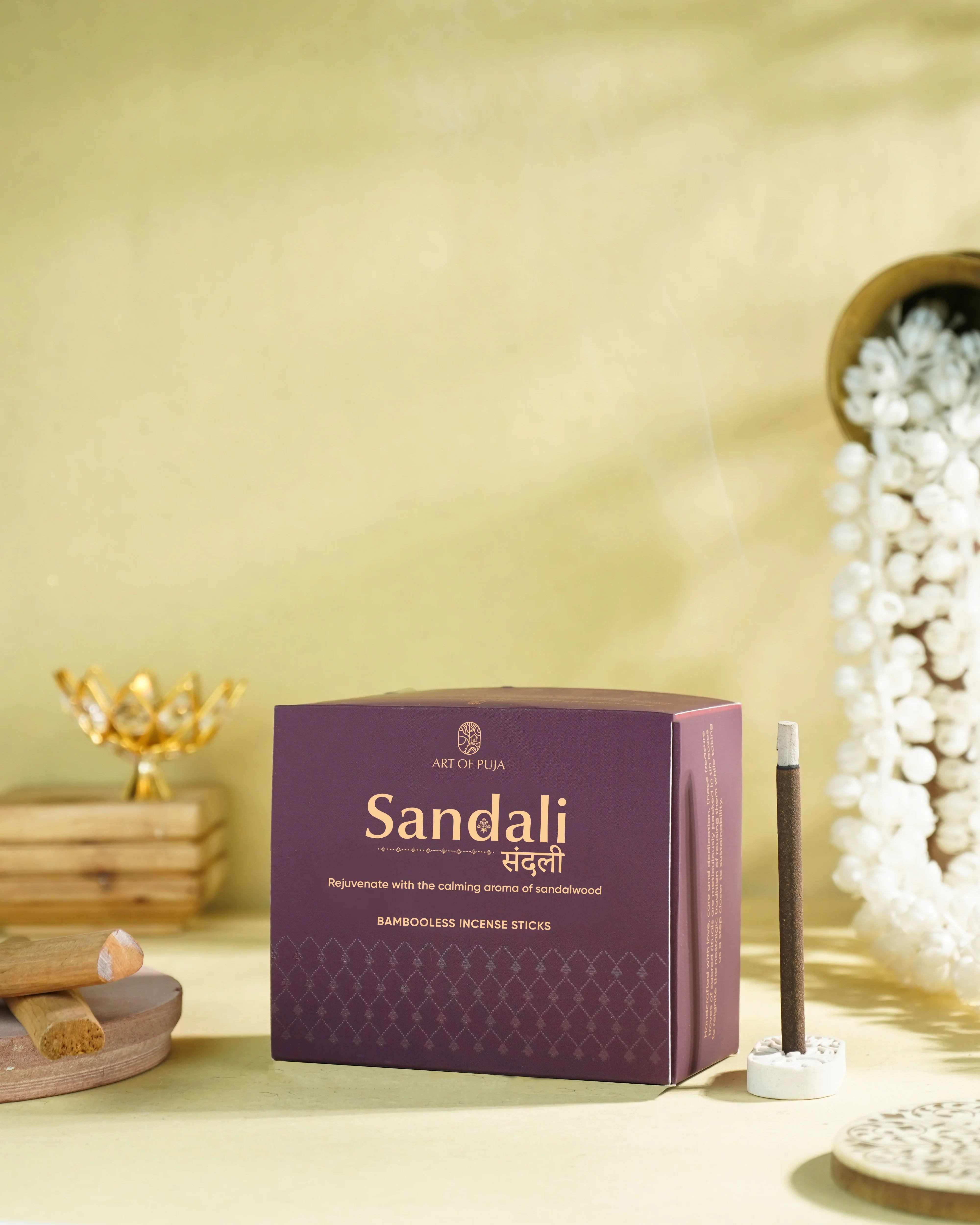 Sandali Bambooless Sticks (Combo Pack of 2) | Anand (Sandalwood) & Anant (Kesar Chandan)