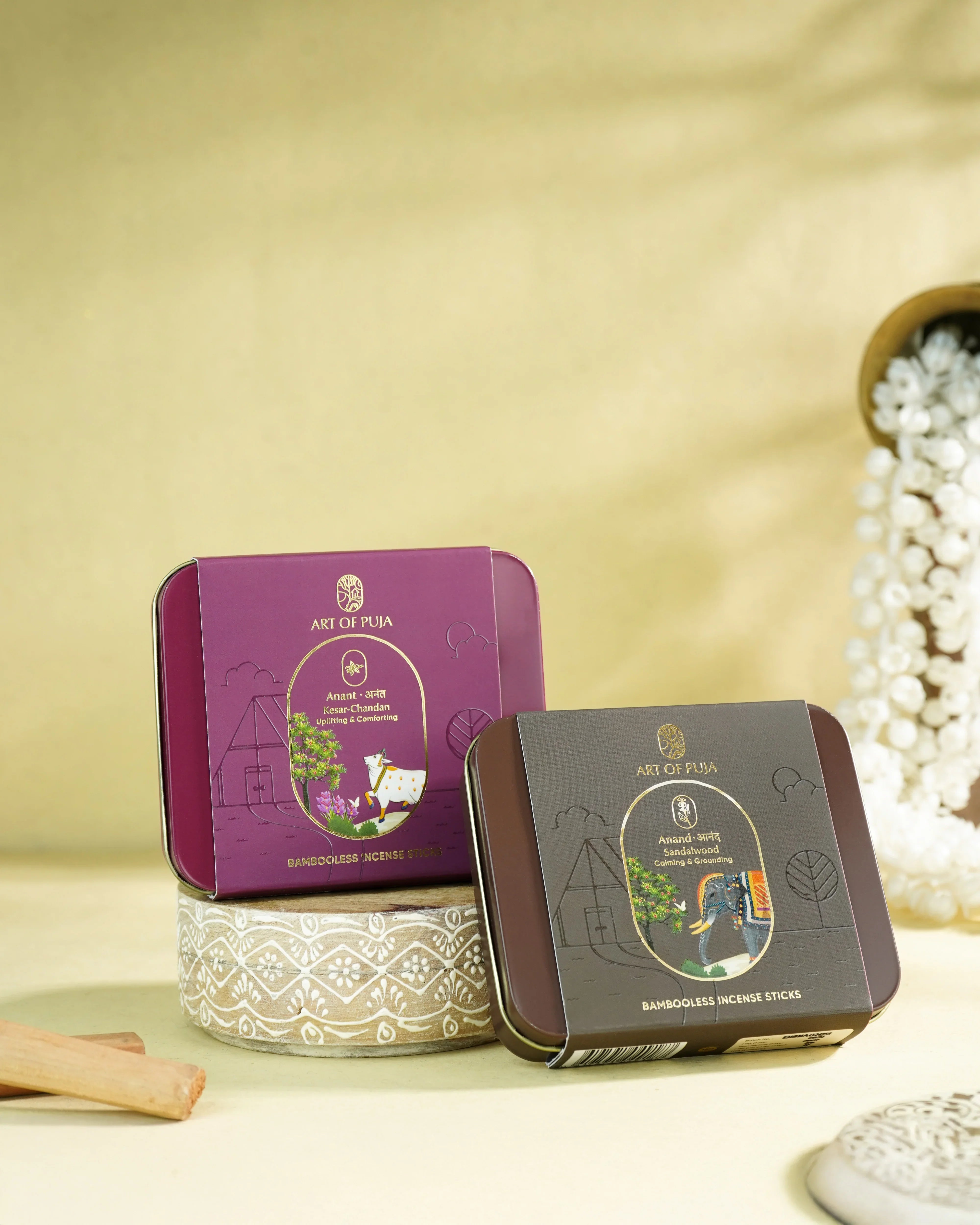 Sandali Bambooless Sticks (Combo Pack of 2) | Anand (Sandalwood) & Anant (Kesar Chandan)