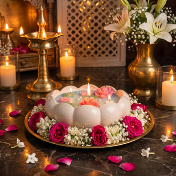 Kamal Sarovar Lotus Pond Candle – Handcrafted Floating Lotus Candle Bowl for Diwali, Puja & Home Decor (1 Pc)