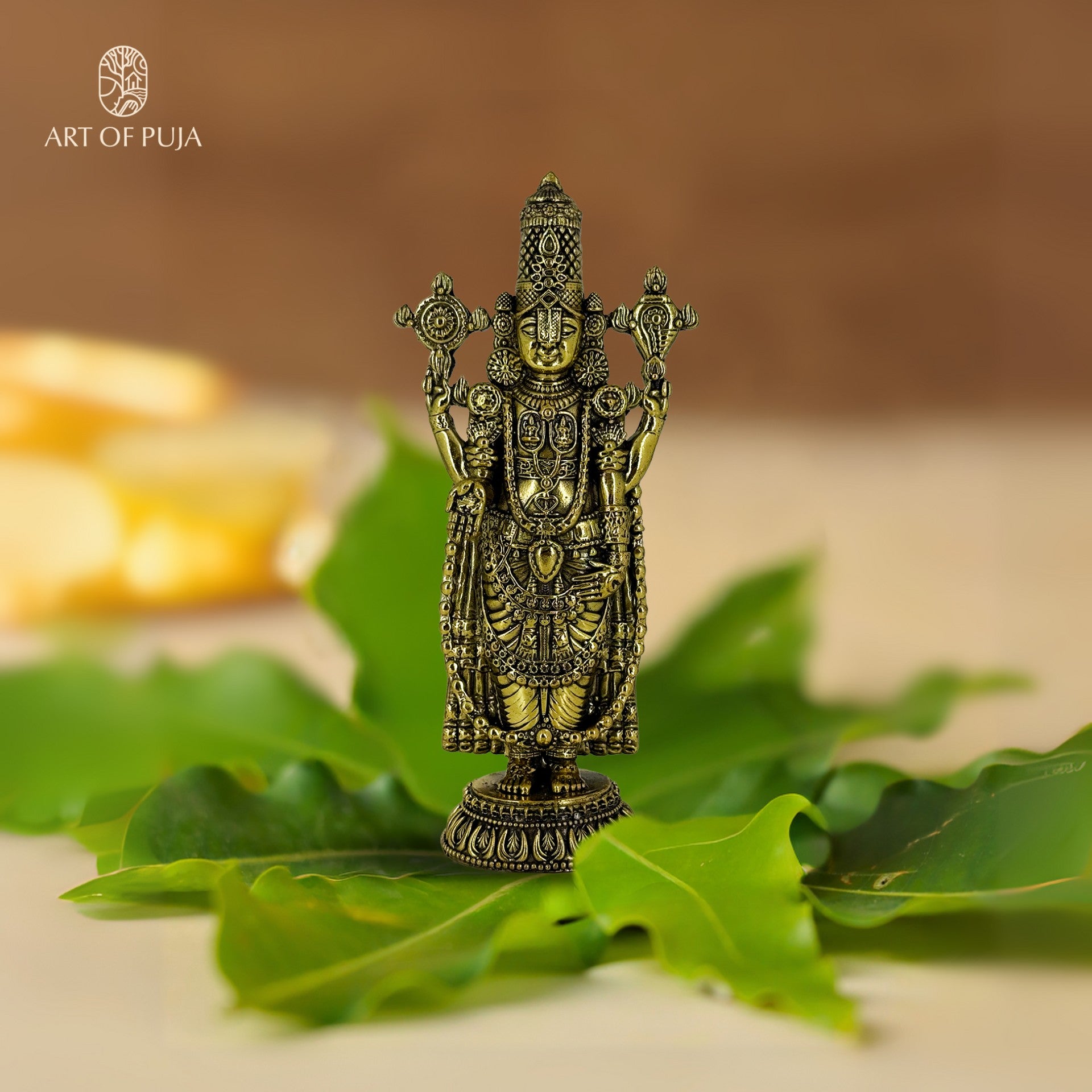 Lord Venkateswara (Tirupati Balaji) Brass Idol – 4.2 Inch | Handcrafted Murti for Puja & Gifting