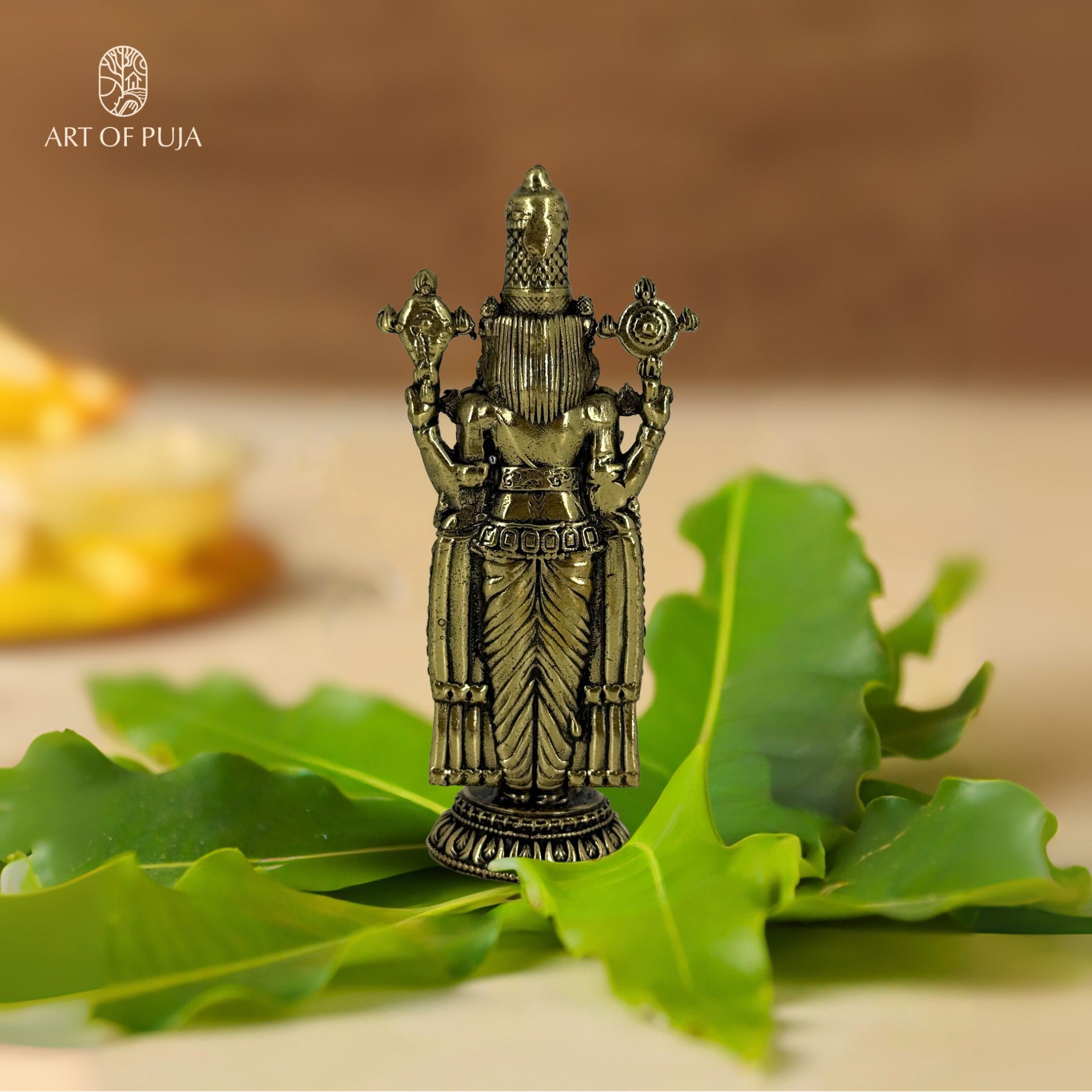 Lord Venkateswara (Tirupati Balaji) Brass Idol – 4.2 Inch | Handcrafted Murti for Puja & Gifting