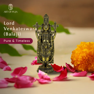 Lord Venkateswara (Tirupati Balaji) Brass Idol – 6.5 Inch | Handcrafted Murti for Mandir & Gifting