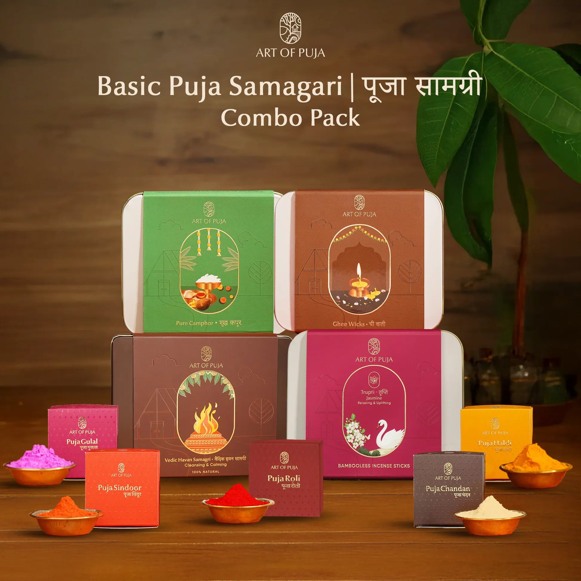 Basic Puja Samagri Combo Pack – Complete Daily Puja Essentials | Pure, Sacred & Aesthetic by Art of Puja
