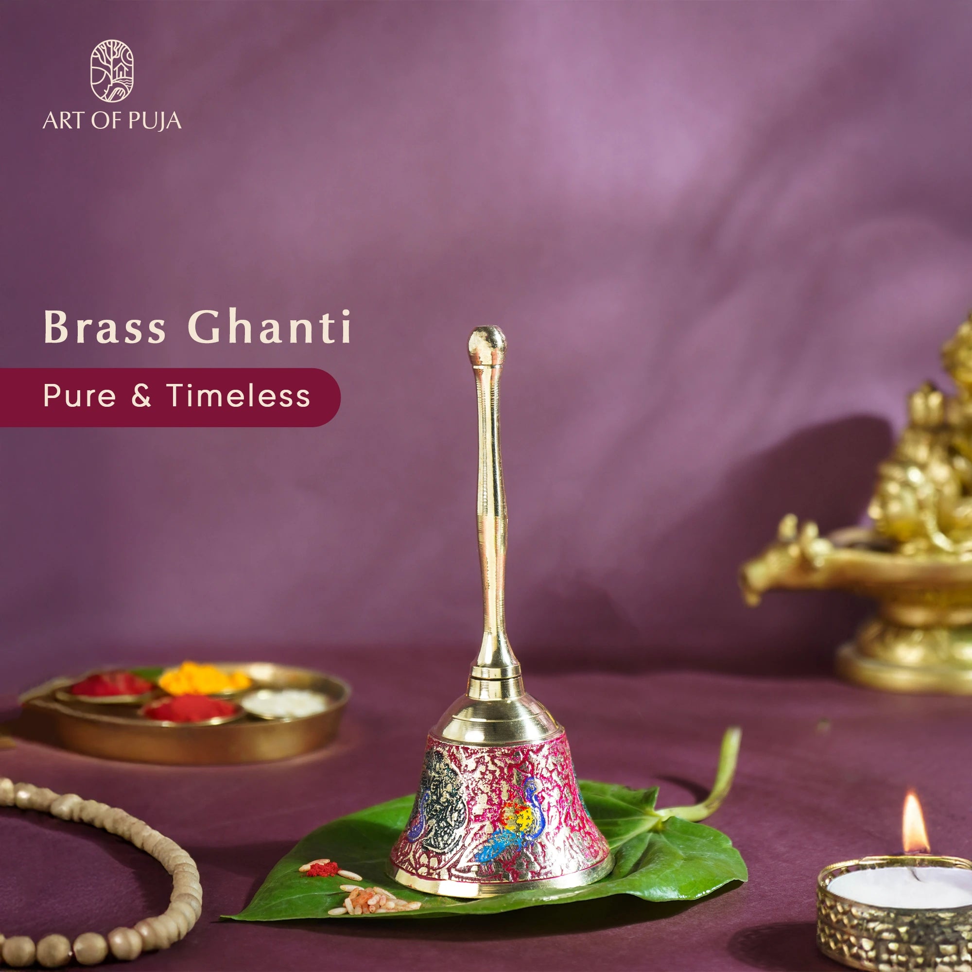 Handcrafted Brass Puja Ghanti – Divine Sound for Peace, Purity & Positive Energy | Made by Indian Artisans