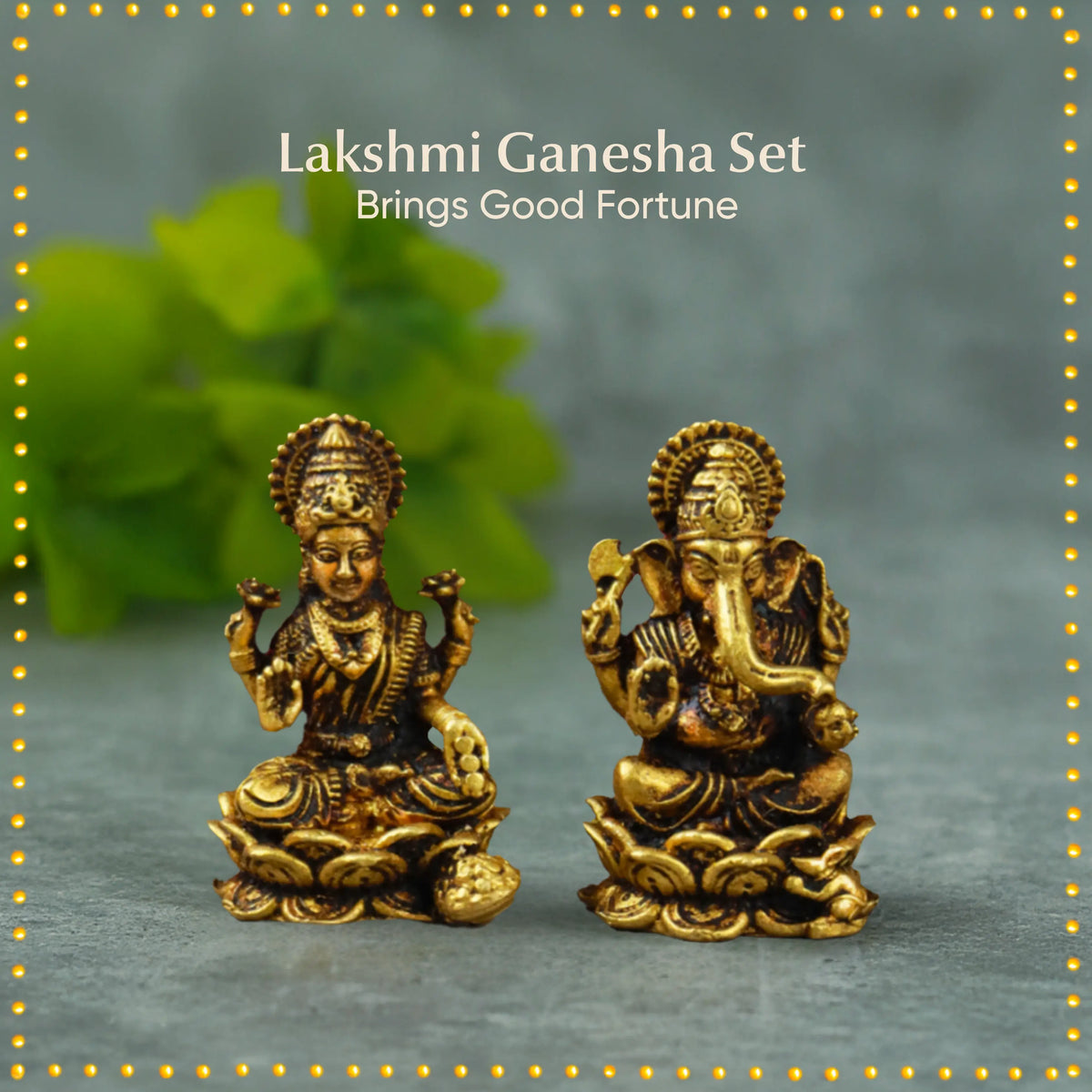 Brass Lakshmi Ganesha Idol Set – 1.2 Inch