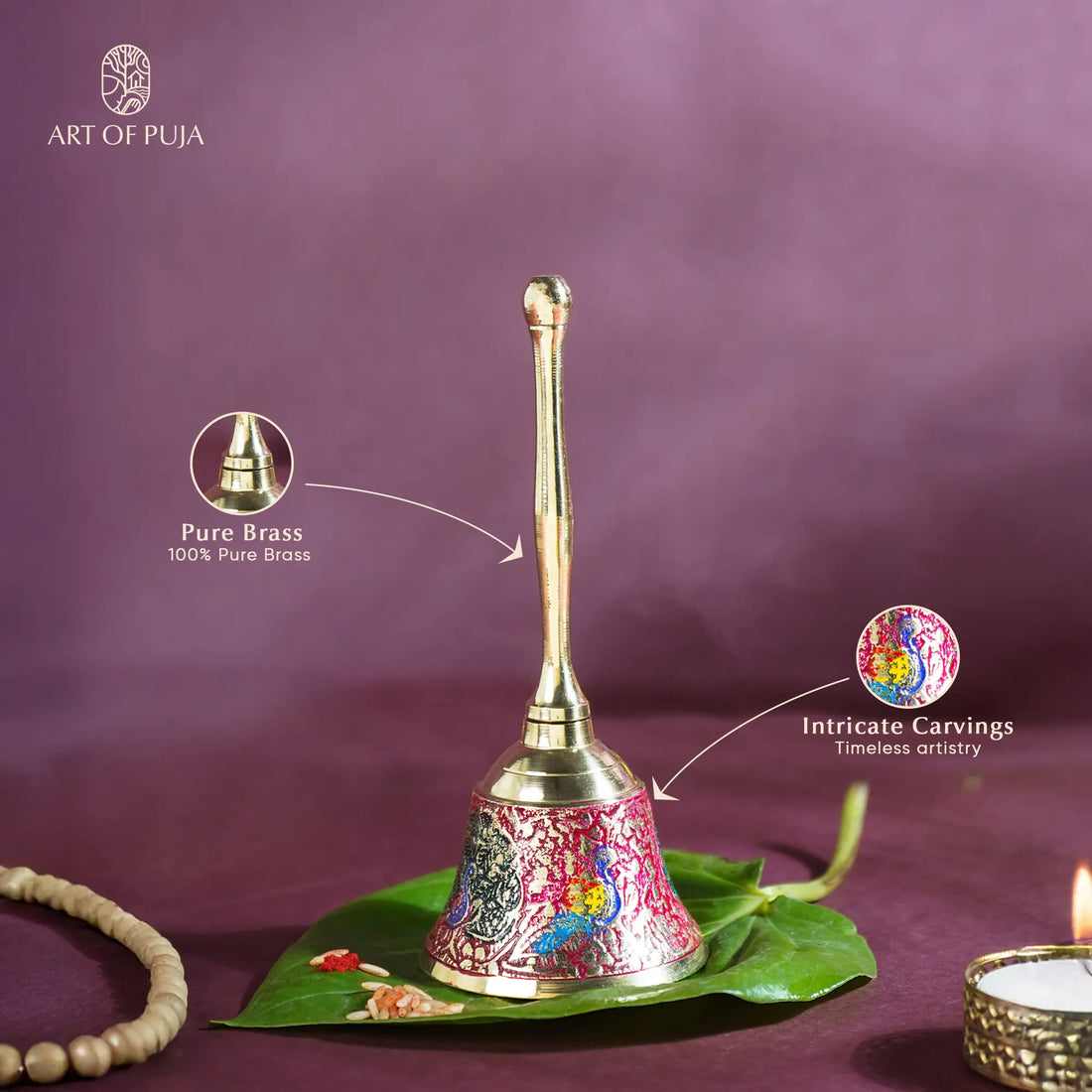 Handcrafted Brass Puja Ghanti – Divine Sound for Peace, Purity & Positive Energy | Made by Indian Artisans