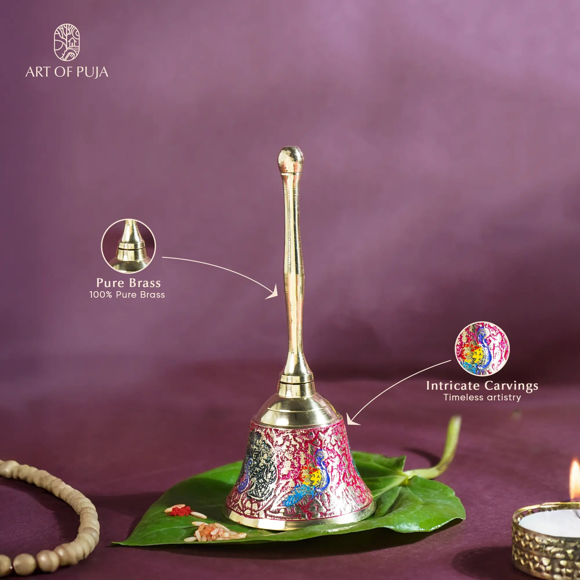 Handcrafted Brass Puja Ghanti – Divine Sound for Peace, Purity & Positive Energy | Made by Indian Artisans