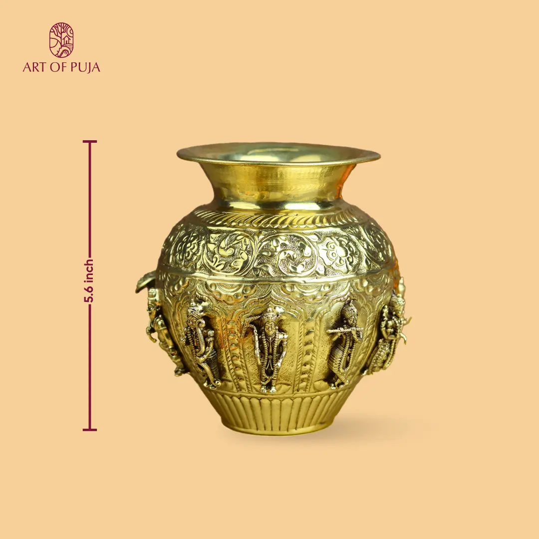 Vishnu Dashavatar Kalash  – Ten Incarnations of Vishnu - Brass Antique