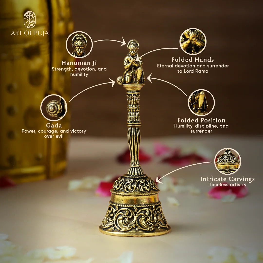Hanuman Ghanti | Brass Temple Bell  – Strength, Devotion & Auspicious Sound |4 inch