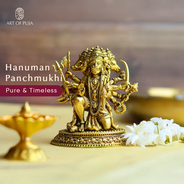 Brass Panchmukhi Hanuman Idol | Five-Faced Hanuman Statue for Protection, Courage, Bhakti & Home Temple Puja | 3 Inch