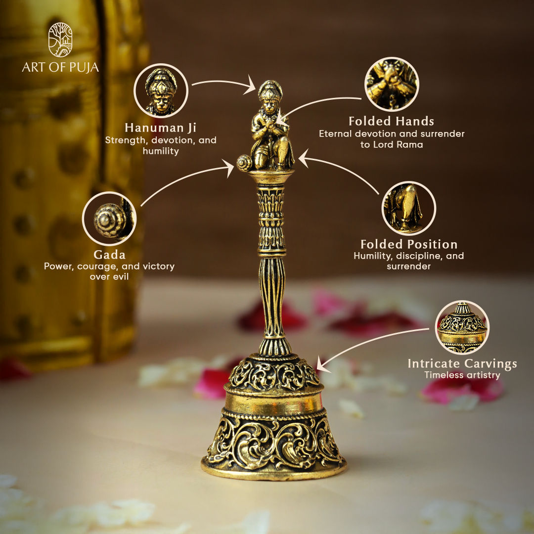 Hanuman Ghanti | Brass Temple Bell  – Strength, Devotion & Auspicious Sound |5.5 inch