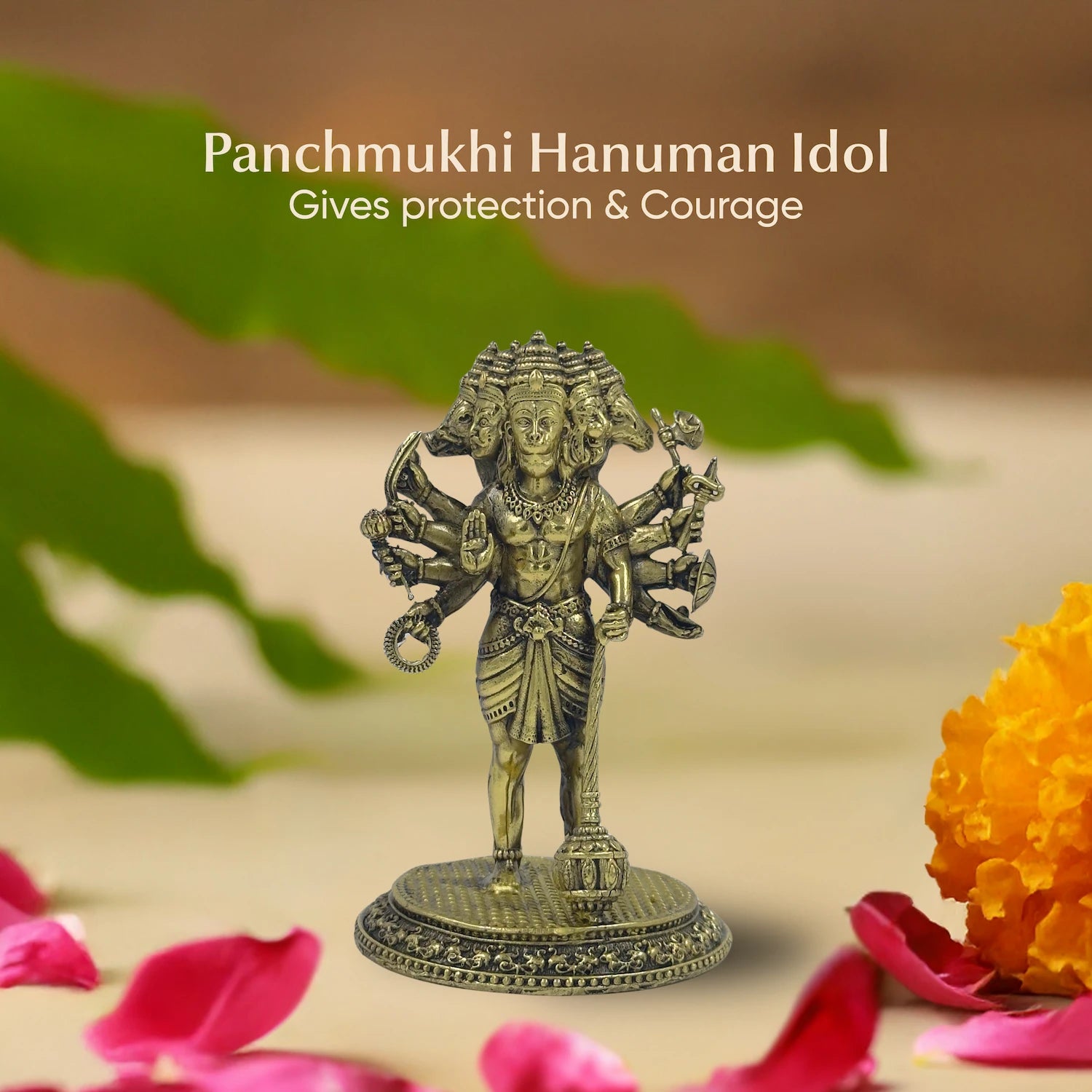 Panchmukhi Hanuman Murti 4.7 Inch Brass | Protection Idol