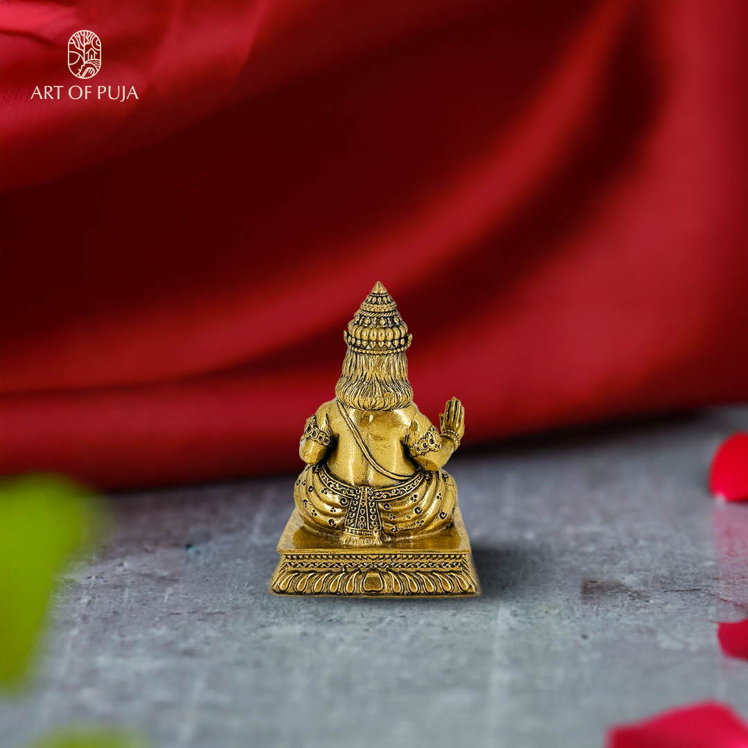 Brass Kuber Idol | Lord Kuber Statue for Wealth, Prosperity, Abundance & Home Temple Puja | 4 inch