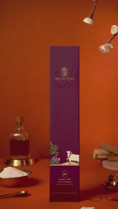 Kesar-Chandan Handcrafted Incense Sticks.  Anant ( अनंत )