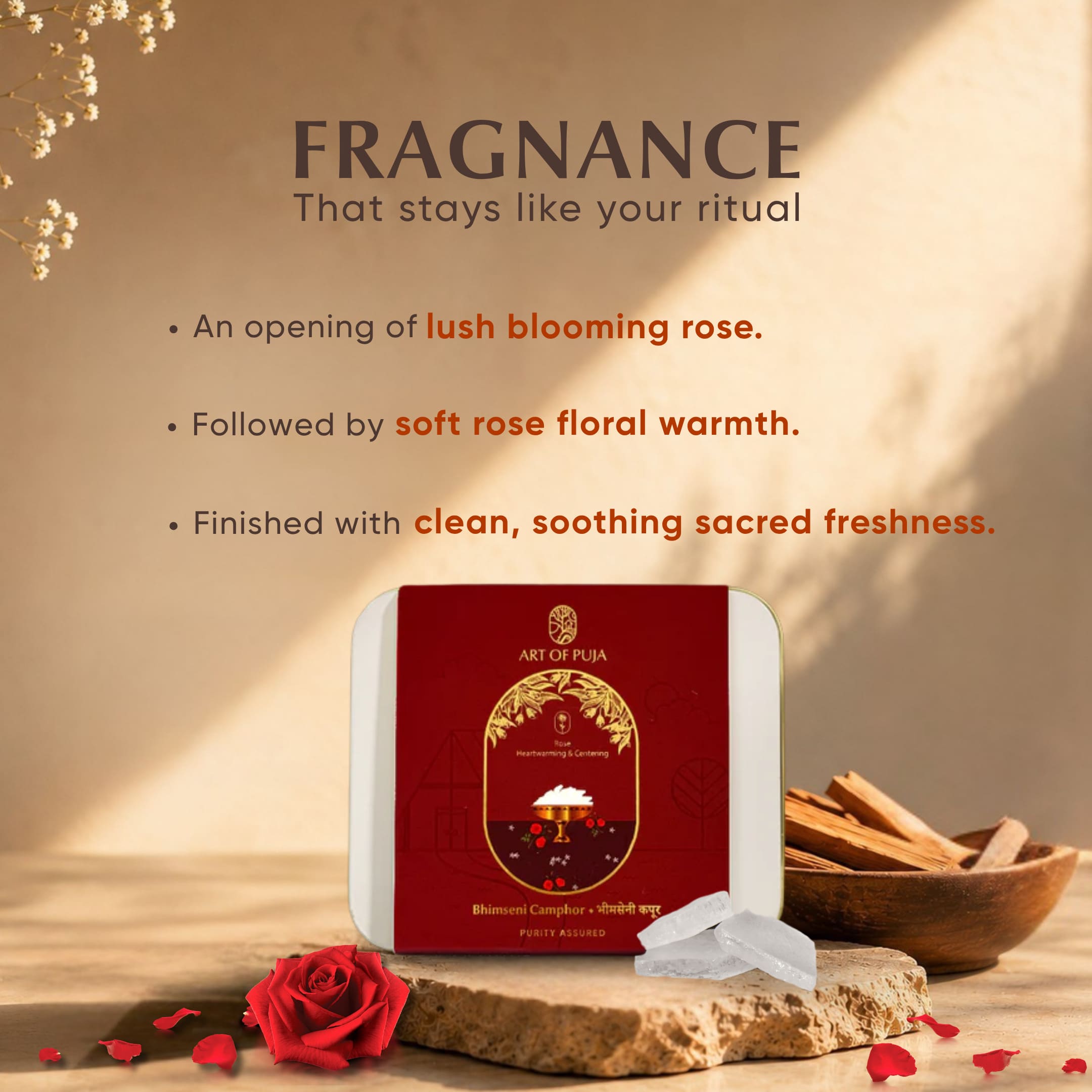 Bhimseni Camphor – Rose Infused