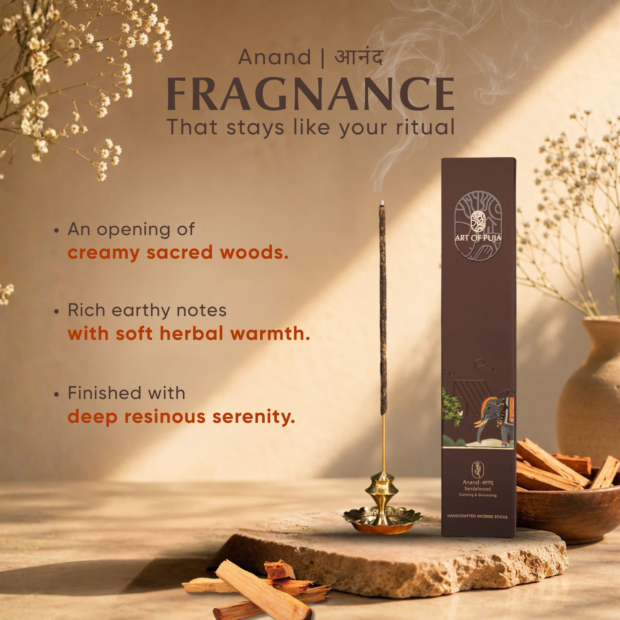 Sandalwood Handcrafted Incense Sticks.