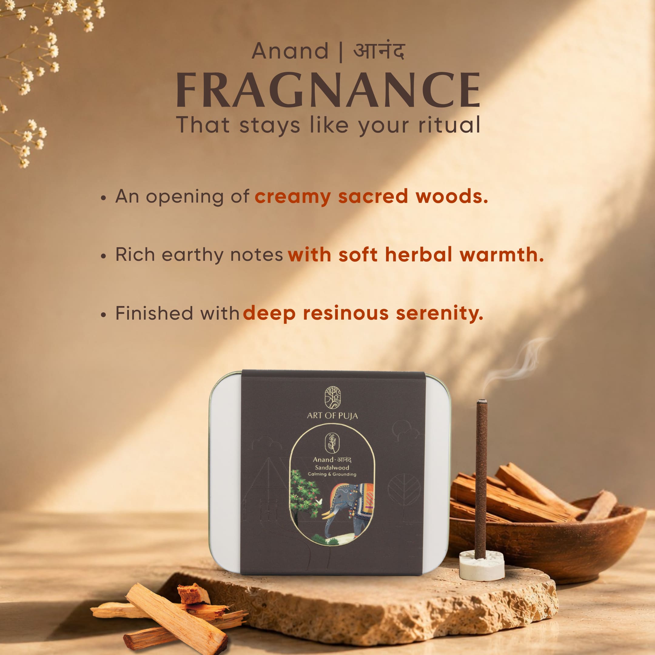 Sandali Bambooless Incense Sticks (Combo Pack of 2) | Anand (Sandalwood) & Anant (Kesar Chandan)