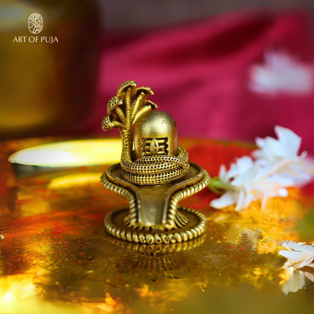 Brass Shivling with Panchmukhi Naga &  – Symbol of Creation & Divine Energy (2 Inch)