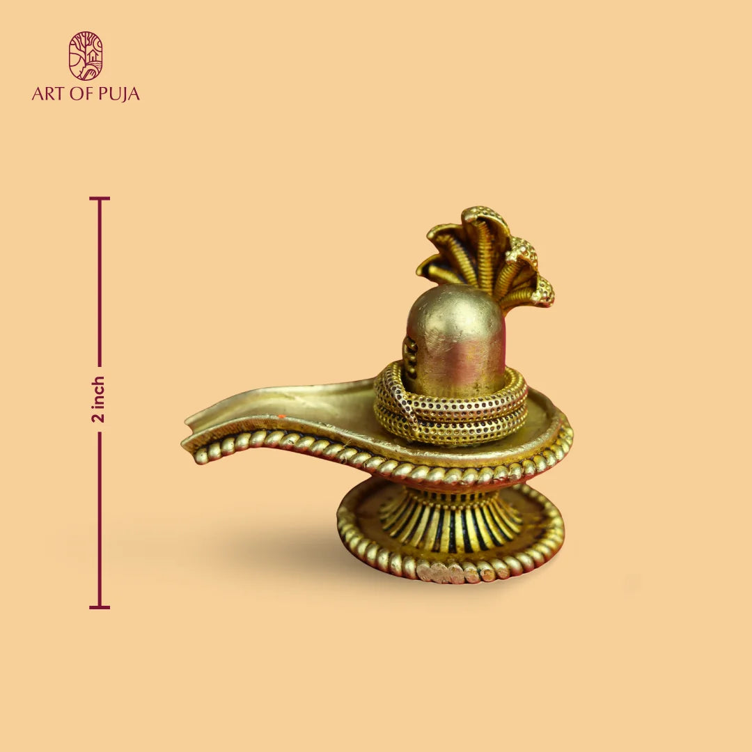 Brass Shivling with Panchmukhi Naga &  – Symbol of Creation & Divine Energy (2 Inch)