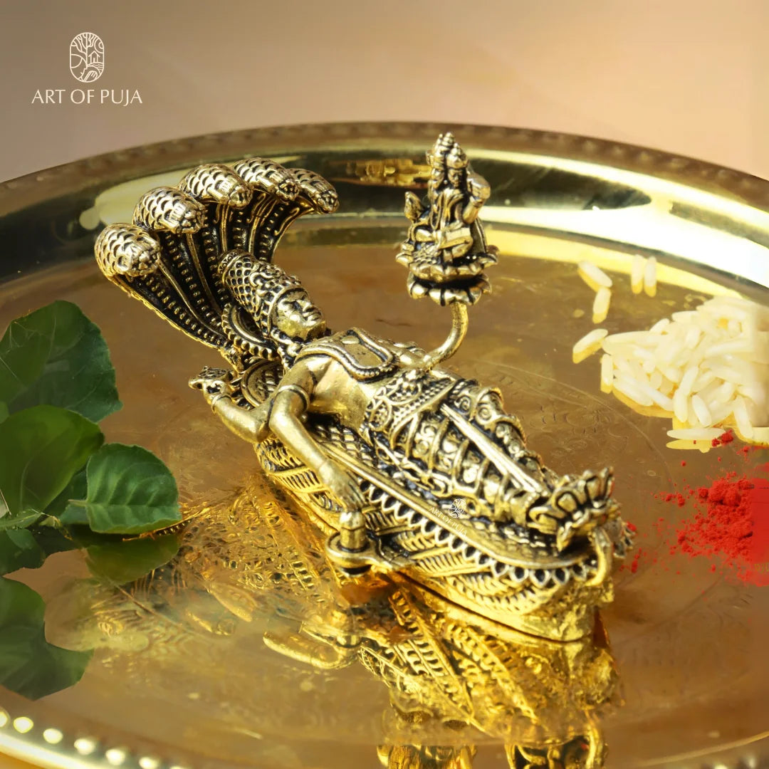 Brass Trimurti Idol – Vishnu, Brahma & Shivling Statue | Hindu Puja Idol for Home Temple & Gifting