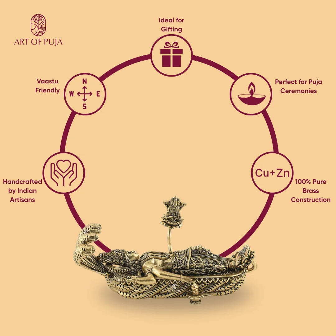 Brass Trimurti Idol – Vishnu, Brahma & Shivling Statue | Hindu Puja Idol for Home Temple & Gifting