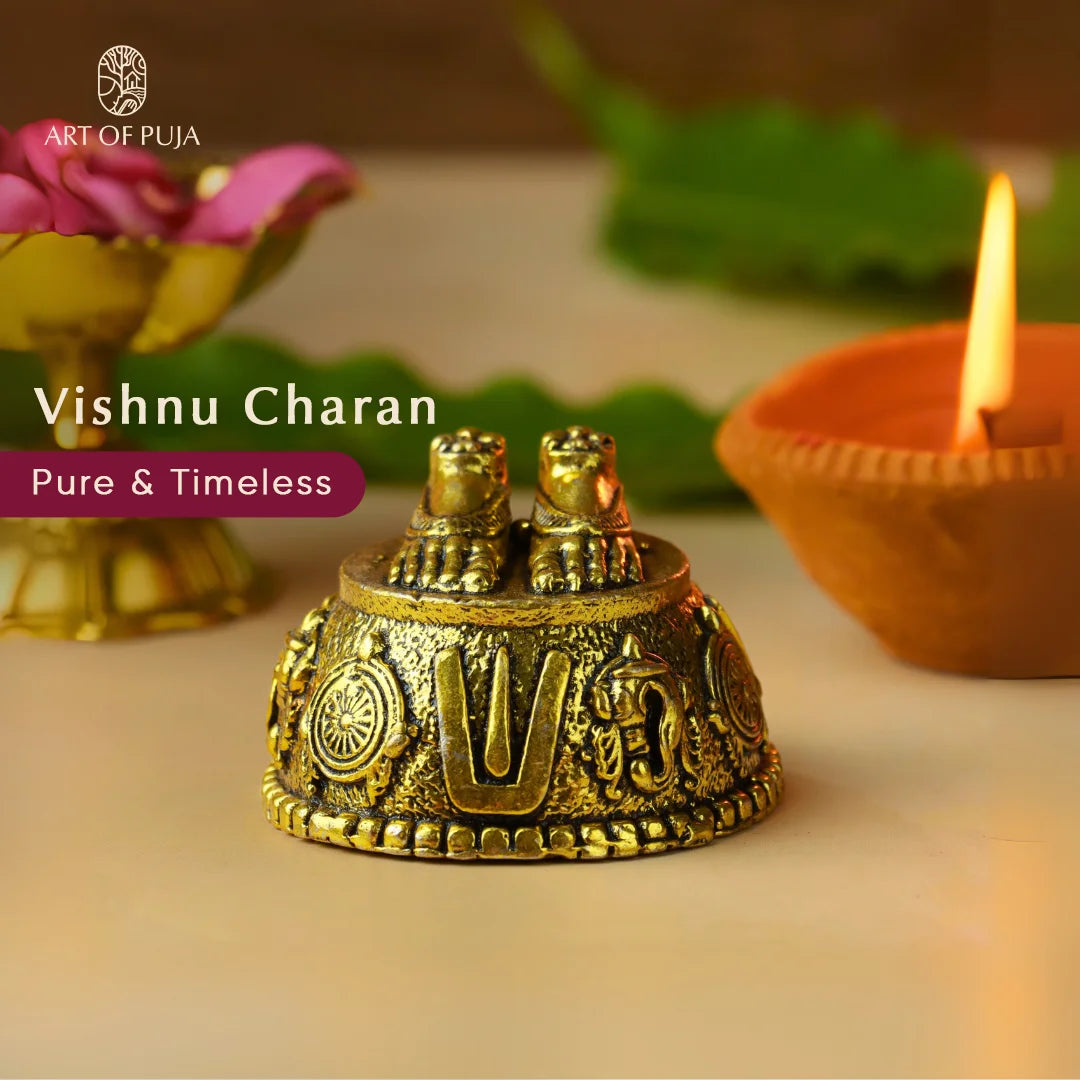 Brass Vishnu Charan Paduka – Divine Symbol of Protection & Devotion